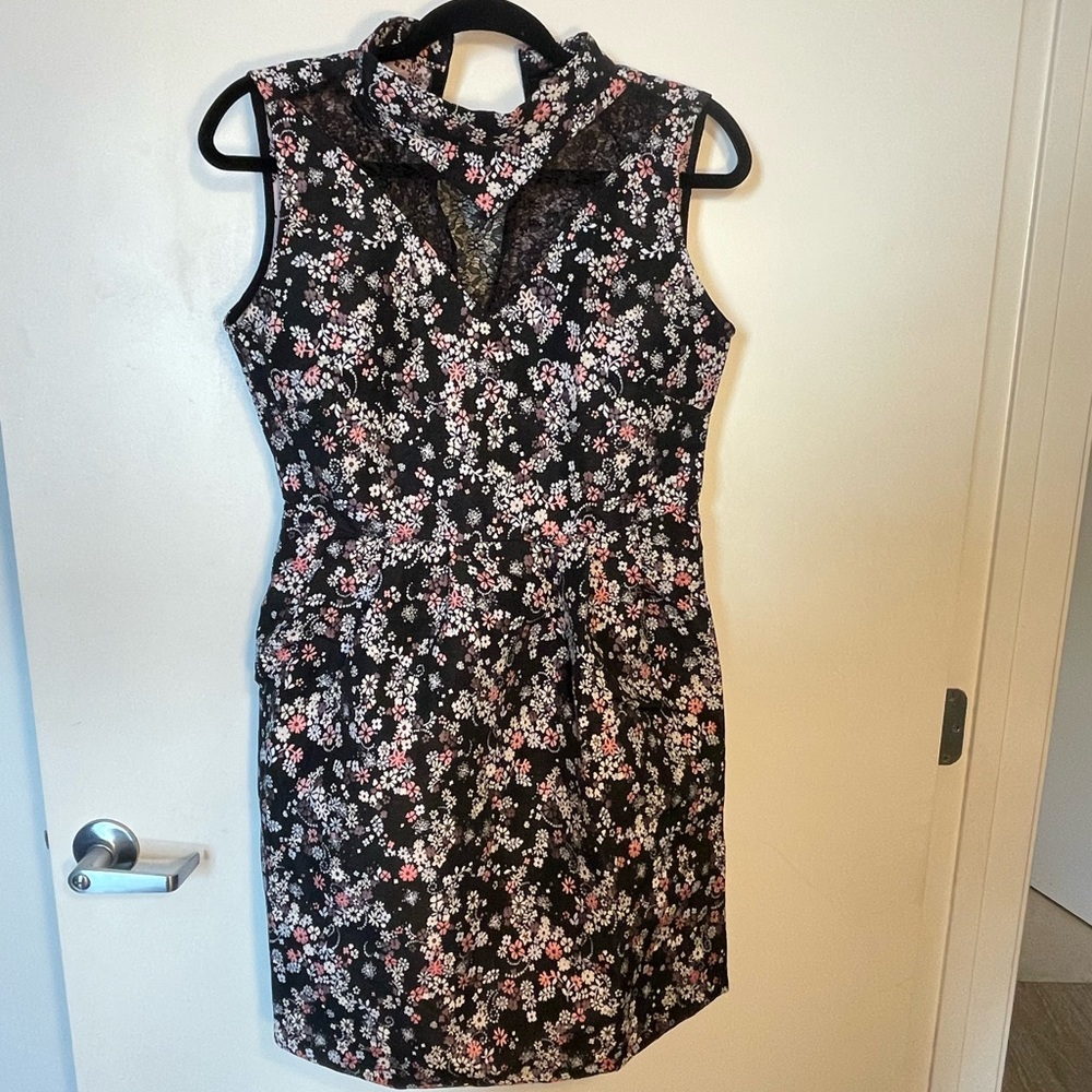 SOLD Offline: NWT: Black & Floral Mini Cocktail Dress by Alison Andrews